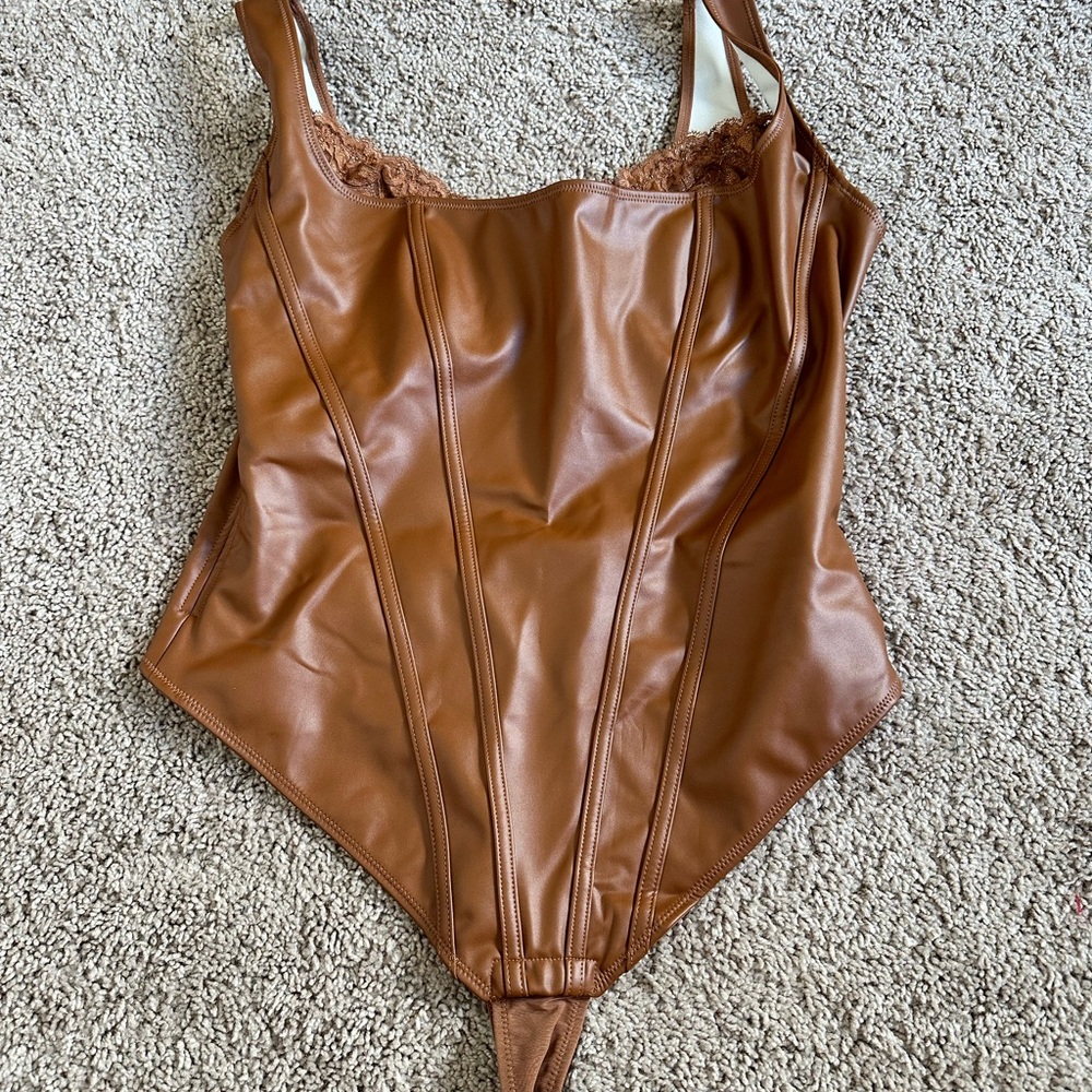 Brown Leather Corset Top